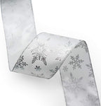 CT CRAFT LLC Satin with Silver Snowflake Wired Ribbon 2.5 Inch x 10 Yards for Christmas Home Decor Tree Topper Bow Gift Wrapping DIY Crafts Wreath Garland