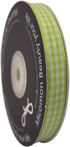 Apple Green Gingham Plaid Checked Ribbon 25 Yard Each Roll 100% Polyester (3/8", Apple Green)