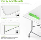 HLPB Folding Table Picnic Table 2 Pcs, 6 ft Portable Camping Table with Handle and Safety Locks, Foldable Table Plastic Dining Table Indoor Outdoor for Camping, Picnic and Party