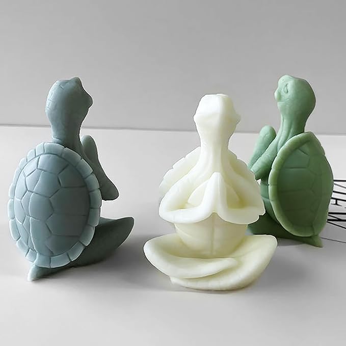 Cylinder Molds Silicone Wave Spiral Candle Mold - Silicone Resin Casting Molds for Candle & Resin & Soap Craft Supplies (Turtle-Praying)