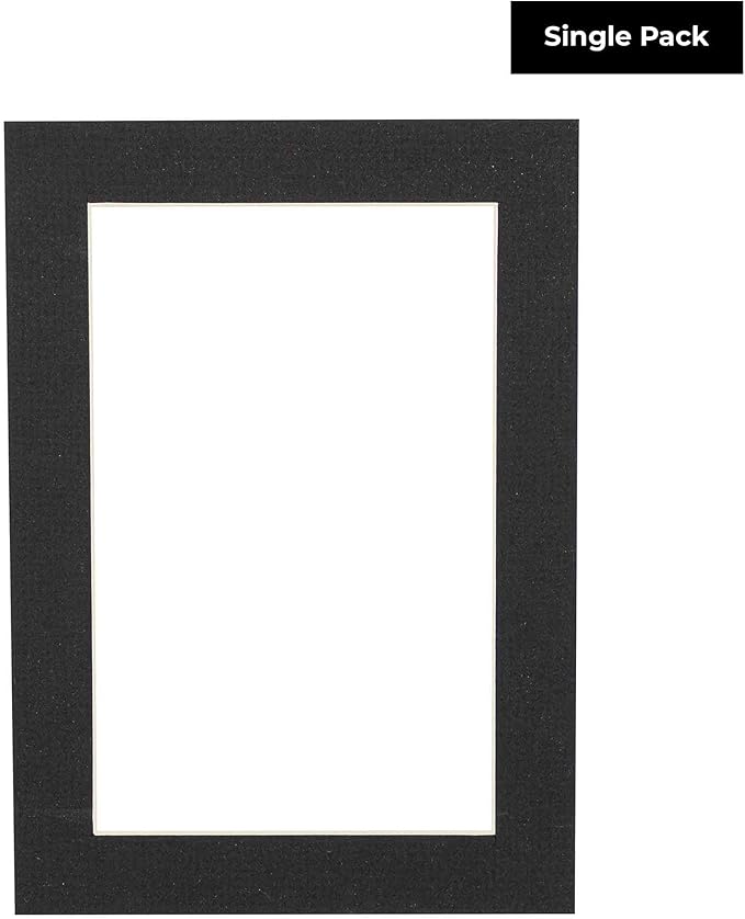 6x8 Mat for 8x10 Frame - Precut Mat Board Acid-Free Textured Black 6x8 Photo Matte Made to Fit a 8x10 Picture Frame, Premium Matboard for Family Photos, Show Kits, Art, Picture Framing, Pack of 1 Mat