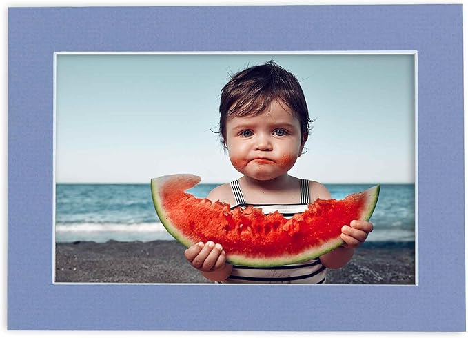Pack of Ten Acid Free 11x14 Mats Bevel Cut for 8.5x11 Photos - Brittany Blue Precut Matboards With Backing Boards and Self Seal Photo Mat Bags For Pictures, Photos, Framing - 4-ply Thickness
