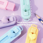 5 Pack Sliding Retractable Pencil Eraser with Plastic Sleeve, Large White Erasers for School Office, Art Erasers for Drawing