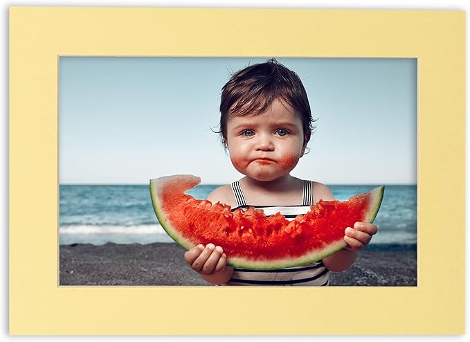 5x7 Mat for 8.5x11 Frame - Precut Mat Board Acid-Free Show Kit with Backing Board, and Clear Bags Soft Yellow 5x7 Photo Matte Made to Fit a 8.5x11 Picture Frame Matboard for Framing, Pack of 10 Mats