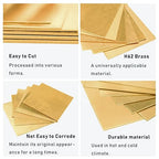 16 Gauge Brass Sheet，H62 Brass Plates Metal 0.047" Thickness x 3.9" Width x 3.9" Lenght, for Models, Crafts, Repairs, Electrical, 2Pcs