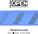 OPEN Slow-Drying Acrylics by GOLDEN, Light Ultramarine Blue, 2 fl oz. tube, Professional Acrylic Paint, Opaque