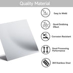 304 Stainless Steel Sheet - 4PCS 8" X 8" X 1/64" Thin Stainless Steel Plate 1/64 Inch Thickness with Protective Film Metal Sheets Shim Stock Sheets for Kitchen DIY Crafting etc. (203 x 203 x 0.39 mm)