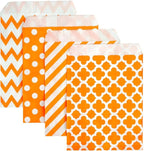 KEYYOOMY 100 Pcs Orange Candy Buffet Bags Small Cookie Bags Polka Dot Paper Treat Bag for Wedding Birthday Party (5 inch x 7 inch)