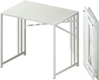 Small Folding Desk 32 inch, No Assembly Required Small Office Desk, Writing Gaming Computer Camping Desk, White