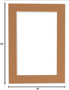 Pack of 25 Acid Free 8x10 Mats Bevel Cut for 5x8 Photos - Aged Oak Brown Precut Matboards For Pictures, Photos, Framing - 4-ply Thickness