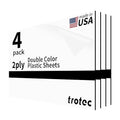 Trotec TroLase | 12"x20"x1/16", 4 Pcs | White/Black | 2 Ply | Modified Acrylic | Laser Engraving Double Color Plastic Sheet | Engraving Blanks for Laser, Saw, Guillotine | Made in USA