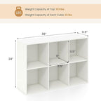 Giantex 6-Cube Bookcase, 3-Tier Cubby Bookshelf, Horizontal Vertical Display Rack with Anti-Tipping Kits, Modern Storage Organizer Shelf Unit for Bedroom, Living Room, Study Room, White