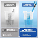 Suzzam Silicone Resin Mixer Paddles, 4 pcs Epoxy Mixer for Drill - Paint Stirrer for Drill, Easy to Clean & Reusable, 1/4" Drill Epoxy Mixer Attachment