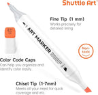 Shuttle Art 172 Colors Dual Tip Alcohol Based Art Markers,171 Colors plus 1 Blender Permanent Marker 1 Marker Pad with Case Perfect for Kids Adult Coloring Books Sketching and Card Making