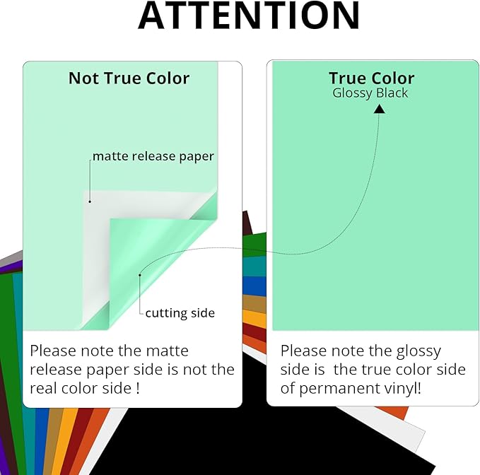 HTVRONT Mint Permanent Vinyl for Cutting Machine,12 Pack Permanent Bundle,10 Mint Vinyl Sheets 12" x 12" & 2 Transfer Tape Sheets for Party Decoration, Sticker, Craft Cutter, Car Decal (Glossy)