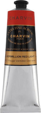 Charvin Extra Fine Professional Acrylic Paint - Vermilion Red Light, 60ml Tube, Triple-Milled, Lightfast Pigments, Open Stock Artist Acrylic Paints in Nature-Inspired Hues