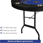 Upgrade Foldable Poker Table for 10 Players - Texas Holdem & Blackjack Board Game Table - Large Casino Table with 10 Stainless Steel Cup Holders & Padded Rails - Perfect for Texas Casino Leisure Game
