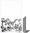 MECCANIXITY 40 Pcs Metal Locking Pin Backs, Locking Pin Keepers Clasp 5mm(H) with 4 Wrench Replacement in Storage Case for Badge, Brooch, Silver Tone