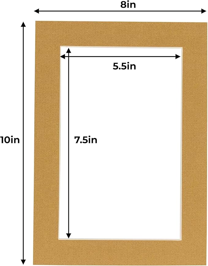 6x8 Mat for 8x10 Frame - Precut Mat Board Acid-Free Rattan Beige 6x8 Photo Matte Made to Fit a 8x10 Picture Frame, Premium Matboard for Family Photos, Show Kits, Art, Picture Framing, Pack of 1 Mat