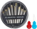 Eketirry Premium Hand Sewing Needles，30-Count Assorted Needles for Sewing Repair, 6 Different Sizes Sewing Needles with 2 Threaders (Black,1)