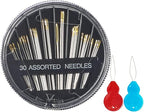 Eketirry Premium Hand Sewing Needles，4 Pack 30-Count Assorted Needles for Sewing Repair, 6 Different Sizes Sewing Needles with 2 Threaders (Black,4)