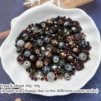 Assorted Glass Resin Beads Multi Size Colors Smooth Cracked Gravel Millet Spacer Beads for Bracelets Necklace Earring DIY Jewelry Making Craft(Deep Amber Series)