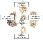 Wooden Printing Stamps - Wooden Block Stamps - Indian Textile Printing Blocks for Tattoo Clay Pottery Henna Card Making Pack of 5, Hashcart®