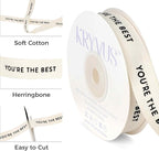 You're The Best Ribbon - 5/8 Inch x 12 Yards Natural Twill Tape Ribbon, Cotton Herringbone Ribbons for Gift Wrapping, Birthdays, Christmas, Anniversaries, Valentine's Day, Mother's Day