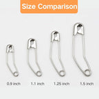 vrupin 100pcs Stainless Steel Curved Safety Pins for Quilting, Safety Pins Bulk Metal Silver Sewing Pins Clothing Clips Tool Decorative Safety pins (1.25inch)