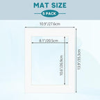ZBEIVAN 11x14 White Picture Mats with Core Bevel Cut Frame Mattes for 8.5x11 Pictures - Pack of 5