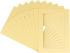 5.5x8.5 Mat for 8.5x11 Frame - Precut Mat Board Acid-Free Soft Yellow 5.5x8.5 Photo Matte for a 8.5x11 Picture Frame, Matboard for Family Photos, Show Kits, Art, Picture Framing, Pack of 100 Mats