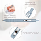 Ballpoint Pens Black Ink Ball Point Pen with Super Soft Grip Medium Point 1.0mm Office Pens (Silver 12-count)