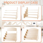 4-Tier Wooden Greeting Card Display Stand, Sticker Organizer Rack, Retail Counter Holder for Postcards and Photos& Stationery Vendors (Burlywood)