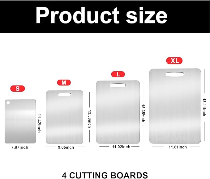 Titanium Cutting Boards for Kitchen,Katuchef Titanium Cutting Board,Non toxic Doubld-Side Available Chopping Boards, Easy to Clean and Store(2PC-M+XL)