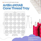 ArtBin 6901AB Cone Thread Tray, Sewing & Embroidery Serger Cone Thread Spool Assortment Organizer, Super Satchel System Accessory, Up To 25 Traditional Spools or Up To 50 Mini Spools, White