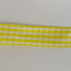Yellow Gingham Plaid Checked Ribbon 25 Yards Each Roll 100% Polyester (5/8",Yellow)