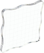 PATIKIL 4" x 4" Acrylic Stamp Block, Clear Stamping Block with Grid Lines Decorative Mounting Blocks Wave for Scrapbooking DIY Crafts Card Making