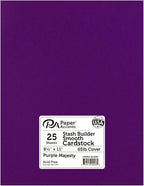 PA Paper Accents Stash Builder Cardstock 8.5" x 11" Purple Majesty, 65lb colored cardstock paper for card making, scrapbooking, printing, quilling and crafts, 25 piece pack