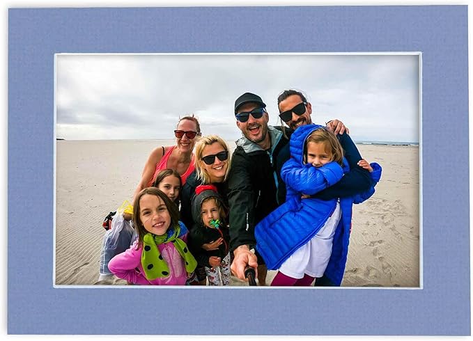 Pack of 25 Acid Free 8.5x11 Mats Bevel Cut for 7x9 Photos - Brittany Blue Precut Matboards with Backing Boards and Clear Photo Mat Bags for Pictures, Photos, Framing - 4-ply Thickness