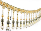 3yards Beading Fringe Trimming Long Beads Tassel Curtain Trim Ribbon Trim for Cover Edge Decorative (Orange)