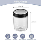 novelinks 8 oz Clear Plastic Jars with Screw-On Lids - BPA-Free Refillable Storage Containers for Slime, Spices, Crafts, Kitchen & Home Organization (16 Pack,Black)
