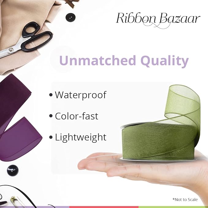 Ribbon Bazaar Sheer Organza Wired Ribbon - 100% Polyester Wire Edged Ribbon for Floral Decor, Table Arrangements, Apparel Embellishment & More - 1-1/2" Old Gold 25yd