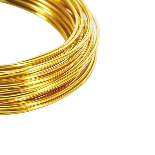 Tenn Well 9 Gauge Aluminum Wire, 50 Feet 3mm Bendable Metal Craft Wire for Sculpting, Jewelry Making, Armature Making, Molding, Wraping (Gold)