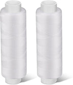 Bupete 2 Rolls White Thread for Sewing, 200 Yards Each Roll Sewing Thread, Polyester Threads for Sewing Machine Embroidery Hand Stitching
