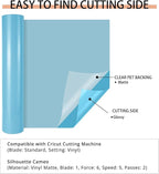 HTVRONT Light Blue Permanent Vinyl, 12" x 40 FT Adhesive Permanent Vinyl Roll for All Cutting Machine, Silhouette, Cameo Cutters, Signs, Scrapbooking, Craft, Die Cutters (Glossy Light Blue)