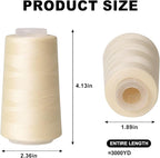 Sewing Thread Cone Set, 2 Pack Serger Thread, 3000 Yards Each, All Purpose Thread for Sewing, Quilting, Machines, Overlock, Merrow & Hand Embroidery (Beige*2)