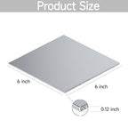304 Stainless Steel Sheet - 2PCS 6" X 6" X 1/8" Thin Stainless Steel Plate 1/8 Inch Thickness with Protective Film Metal Sheets Shim Stock for Kitchen DIY Crafting (152 x 152 x 3 mm)