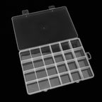 2 Pack 24 Grids Clear Plastic Organizer Box Fixed Compartment Storage Container for Craft, Beads, Jewelry, Small Parts, Small Items