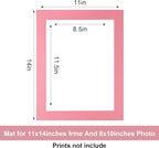 HOTUO 10 Pack Acid Free Colorful Picture Frame Mats, Pre-Cut 11x14 Picture Mats with Ivory Core Bevel Cut for 9x12 Photo, Signature Friendly 4 Ply Thickness Photo Mat for Frames.
