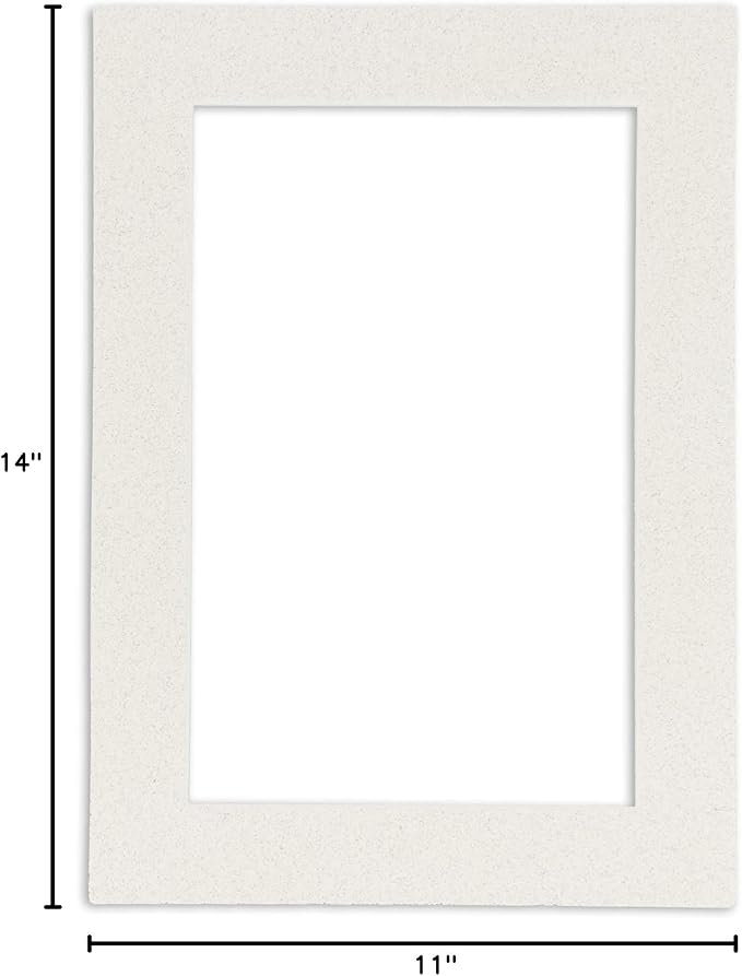 Pack of TEN 11x14 Mats Bevel Cut for 8.5x11 Photos - Acid Free Oyster Shell White Precut Matboards For Pictures, Photos, Framing - 4-ply Thickness